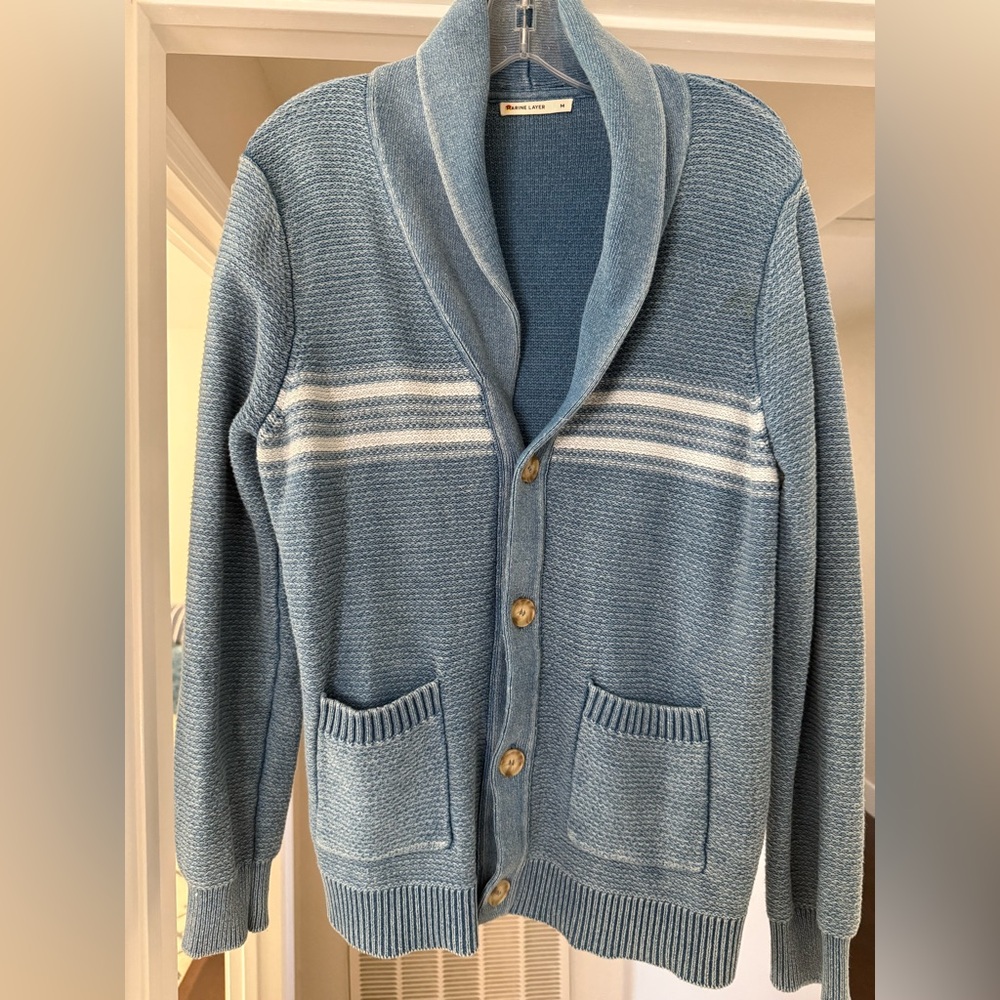 Marine Layer Blue Shawl Collar Cardigan